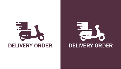 Express Fast Delivery Order Scooter Motorcycle Bike With Box Icon Logo design 