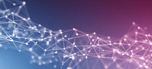 Abstract network graphic with interconnected points and lines. Gradient background