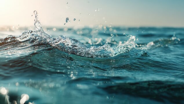 Close-up ocean waves splashing