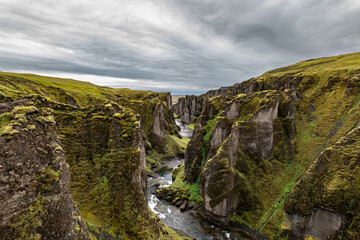 Fototapeta premium canyon Fjadrargljúfur and river Fjadra in Iceland