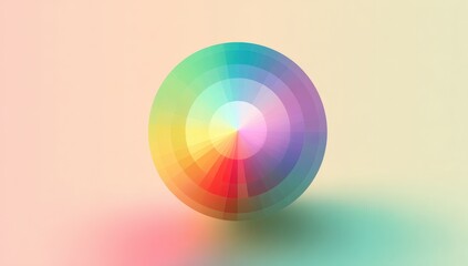 Colorful circular color wheel on a soft pastel background