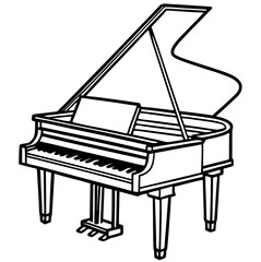 Elegant grand piano with floating musical notes, a symbol of classical concert and jazz entertainment