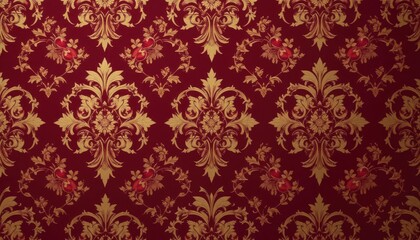  Burgundy Pomegranate Damask An Opulent Holiday Background Pattern