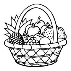 A vibrant basket overflowing with a colorful variety of fresh, organic fruits