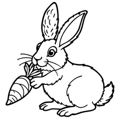 A cute cartoon rabbit holding a carrot is a perfect illustration for Easter