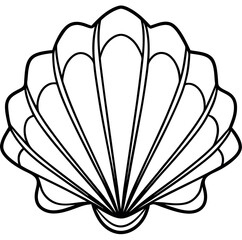 Cartoon vector illustration of a seashell with a floral pattern and colorful fish on a white background