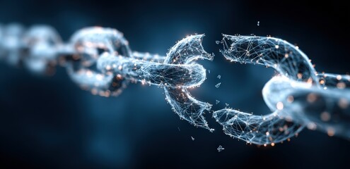 A broken chain, abstract representation.  Digital art