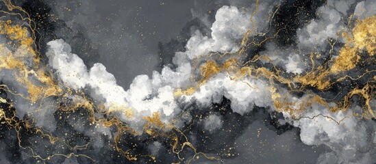 Abstract Art with Gray and Gold