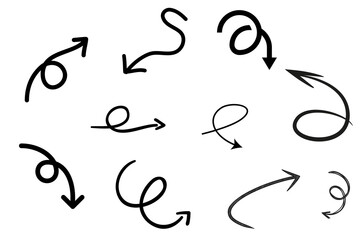 Looped arrow pack - 10 arrows in one set. Curved direction arrow, hand drawn arrow pack