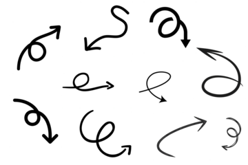 Looped arrow pack - 10 arrows in one set. Curved direction arrow, hand drawn arrow pack