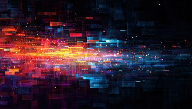 Abstract digital art with vibrant geometric shapes - Powered by Adobe