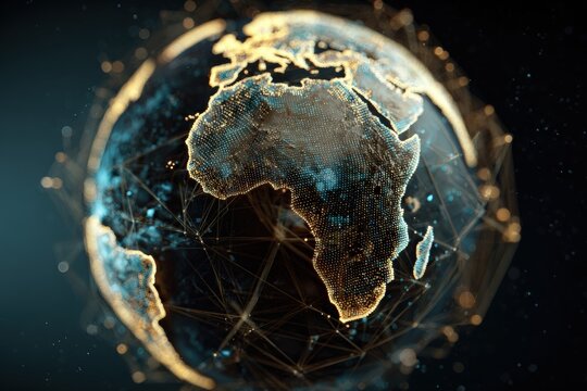 A digital representation of Earth, with a network of lines