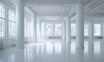 Bright, empty, modern loft space