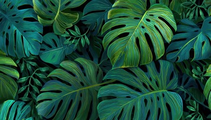 Lush tropical foliage pattern