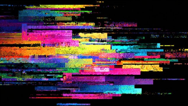 Abstract glitch art with vibrant colors - Powered by Adobe