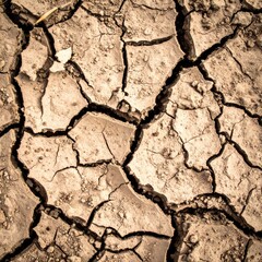 Fototapeta premium Cracked Earth Background Texture with Arid Soil and Ground Surface Pattern