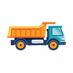 Fototapeta premium Dump Truck Illustration in Flat Vector Industrial Construction Vehicle Design 
