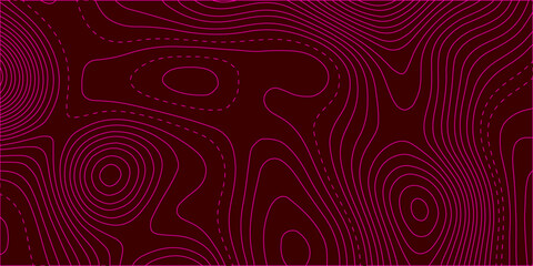 A vibrant, pink floral seamless pattern with a vintage swirl and curve decoration style. The stylized height of the topographic contour in lines and contours. Terrain map. Contours trails. map, lines