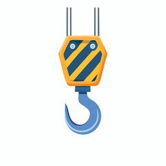 Industrial Crane Hook Illustration in Flat Vector Construction Equipment Design
