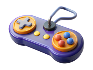 Retro video game controller with colorful buttons on a black background