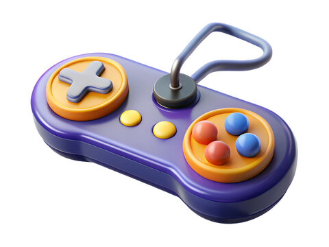 Retro video game controller with colorful buttons on a black background