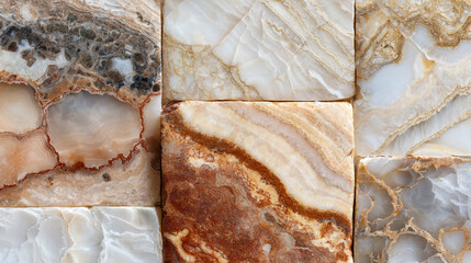 Stone tile samples various colors and patterns natural texture background