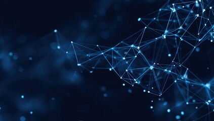 Abstract network of interconnected points and lines against a dark background