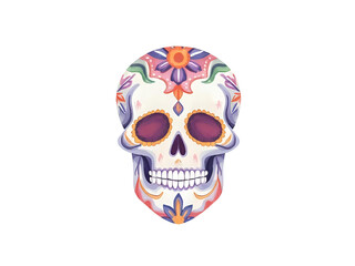 Colorful Sugar Skull Calavera Illustration
