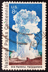 UNITED STATES OF AMERICA - CIRCA 1972.A stamp printed in USA shows Old Faithful, Yellowstone, National Parks Centennial Issue, circa 1972