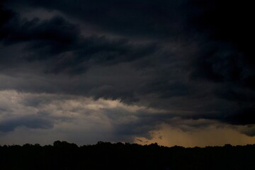 A cloud over the forest in summer