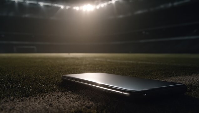 Smartphone on a stadium field