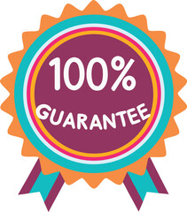 Guarantee badge, label design vector illustration isolated on transparent background
