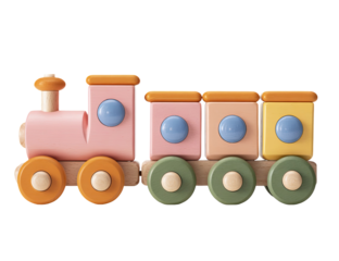Pastel-colored wooden train toy (1)