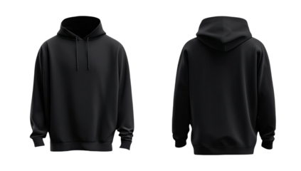 Dark gray hoodie, front and back views (1)