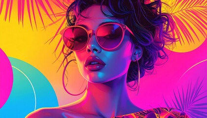 Vibrant Retro Woman Portrait