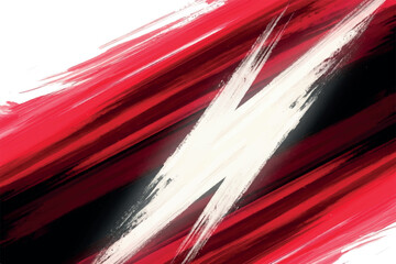 Dynamic abstract background with bold red and white brush strokes creating a lightning bolt or energetic pattern