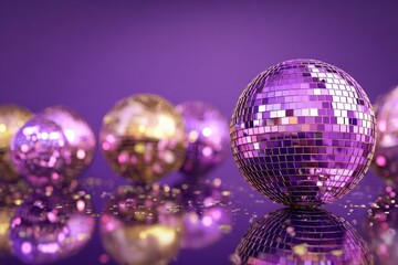 Purple disco balls on a purple background