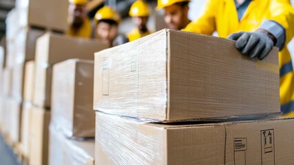 selective focus warehouse team managing goods - Powered by Adobe