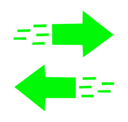 two arrows symbol pointing opposite direction on white background	
