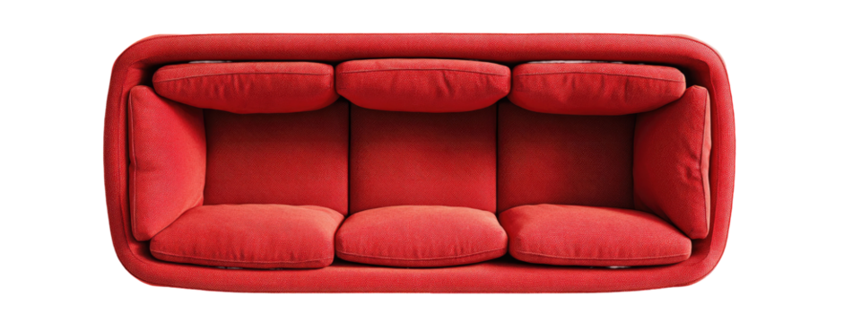 Red couch, top view