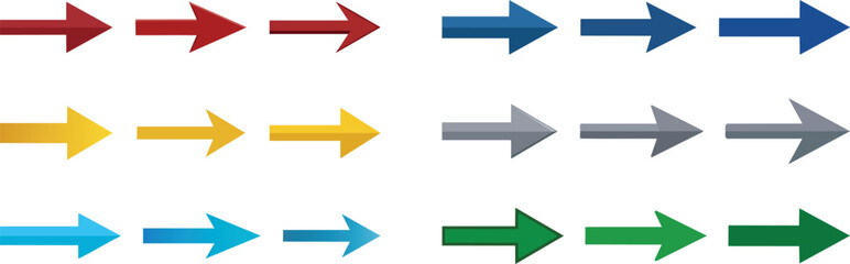Arrow Collection: A meticulously arranged assortment of vibrant arrows in a spectrum of colors, suggesting guidance, direction, and forward momentum, ideal for illustrating diverse concepts.