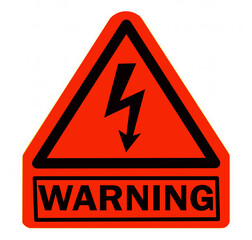 warning high voltage sign on white background
