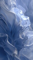 Obraz premium Abstract digital art depicting swirling, translucent, light-blue forms resembling flowing fabric or smoke, creating a sense of depth and movement