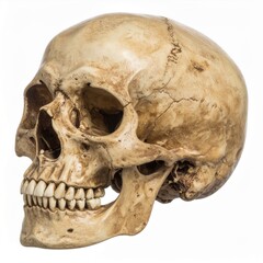 Obraz premium Detailed Anatomical Skull with Teeth Isolated on White Background for Study and Education