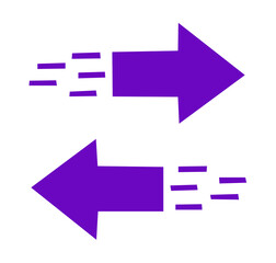 two arrows symbol pointing opposite direction on white background	