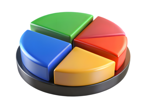 Colorful pie chart segments in a black base