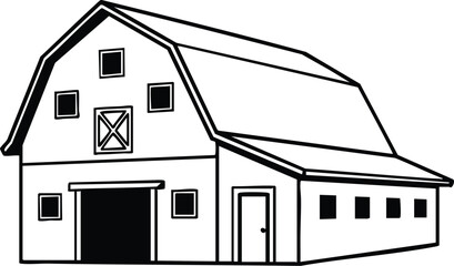 Illustration of a barn the barn is a simple, rustic structure, perfect for agricultural design and rural scenes it is a classic symbol of the american countryside