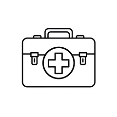 Obraz premium Medical kit bag with a red cross icon vector illustration