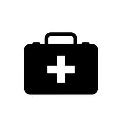 Obraz premium Medical emergency first aid kit with red cross symbol isolated on a white background