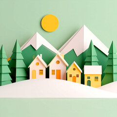 Fototapeta premium winter landscape with houses